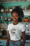 Distressed Flower Skull Crop Top - Thumbnail 1
