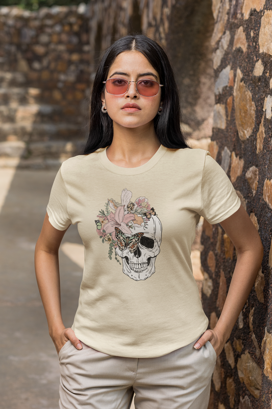 Distressed Flower Skull T-Shirt